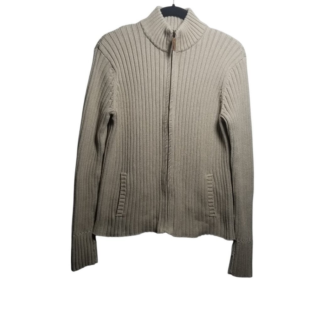 Lauren Ralph Lauren Women's Cotton Ribbed Heavy Knit Light Brown Sweater Sz L